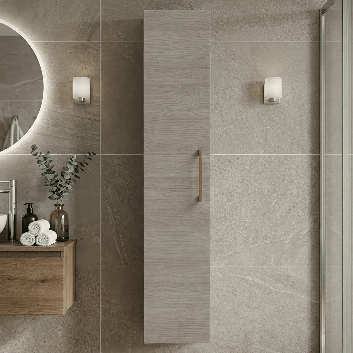 [BFLE2561H019] Bramshall 300mm Wall Hung 1 Door Tall Unit – Choice of Colour and Handle Finish - Silo