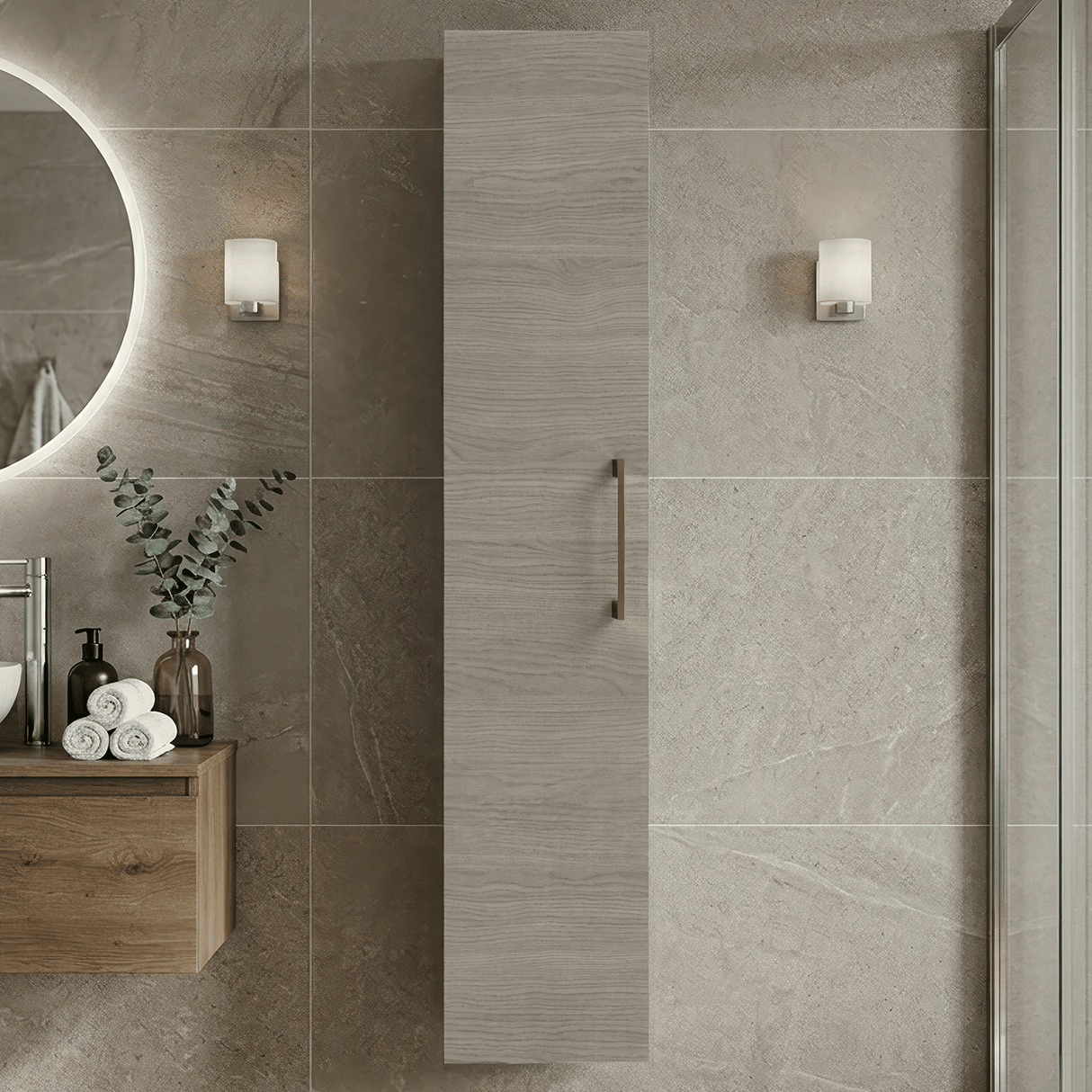[BFLE2561H1516] Bramshall 300mm Wall Hung 1 Door Tall Unit – Choice of Colour and Handle Finish - Silo