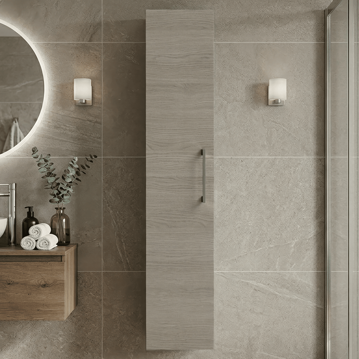 [BFLE2561H716] Bramshall 300mm Wall Hung 1 Door Tall Unit – Choice of Colour and Handle Finish - Silo