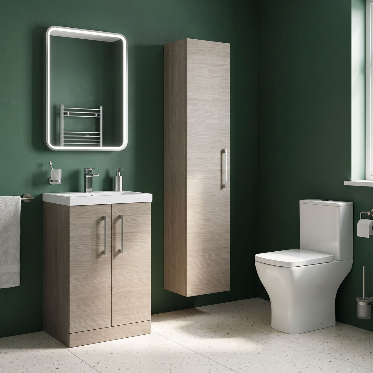 [BFLE2561] Bramshall 300mm Wall Hung 1 Door Tall Unit - Choice of Colour and Handle Finish - Lifestyle 1