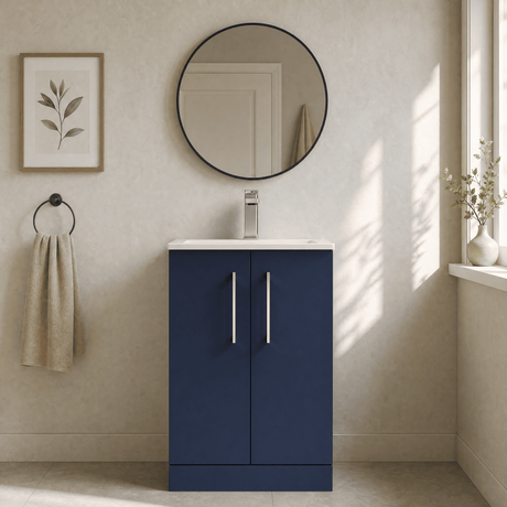 [BFLE2901B] Bramshall Contemporary 2 Soft Close Doors Floor Standing Vanity Basin Unit, Choice of Size/Basin Type/Colour - Silo