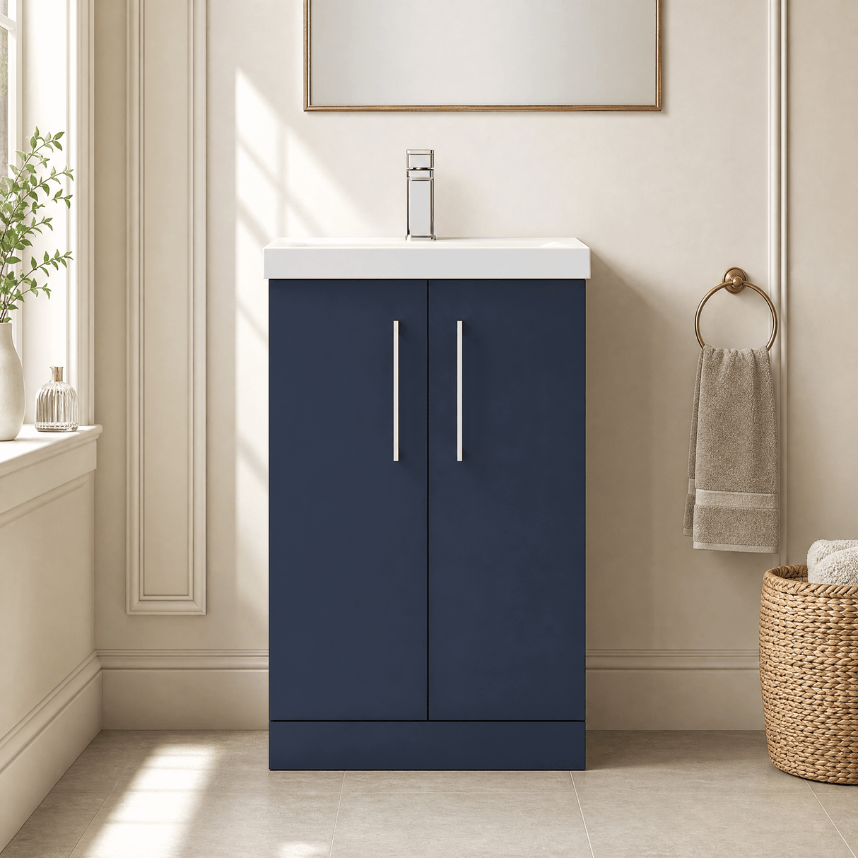 [BFLE2901D] Bramshall Contemporary 2 Soft Close Doors Floor Standing Vanity Basin Unit, Choice of Size/Basin Type/Colour - Silo