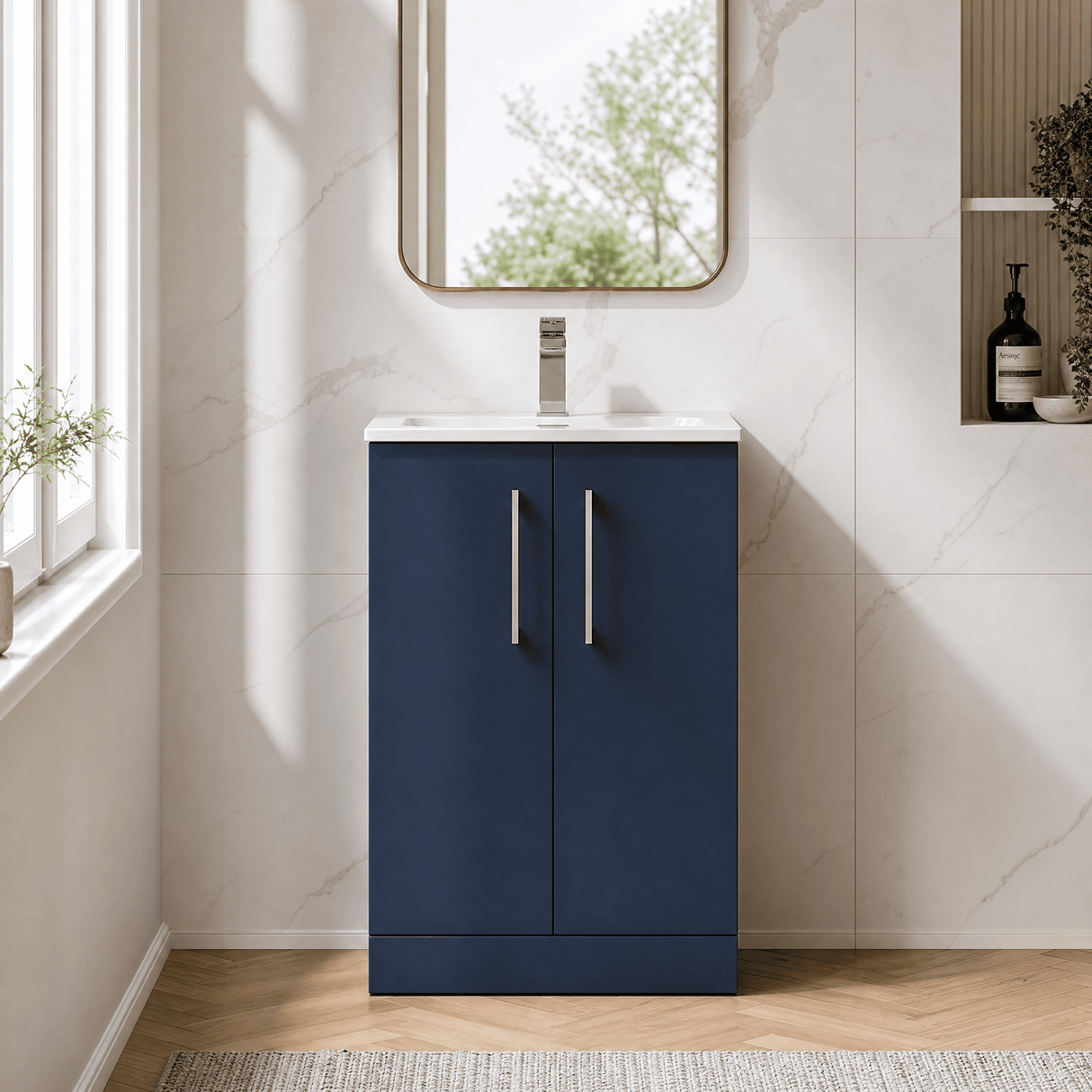 [BFLE2901G] Bramshall Contemporary 2 Soft Close Doors Floor Standing Vanity Basin Unit, Choice of Size/Basin Type/Colour - Silo