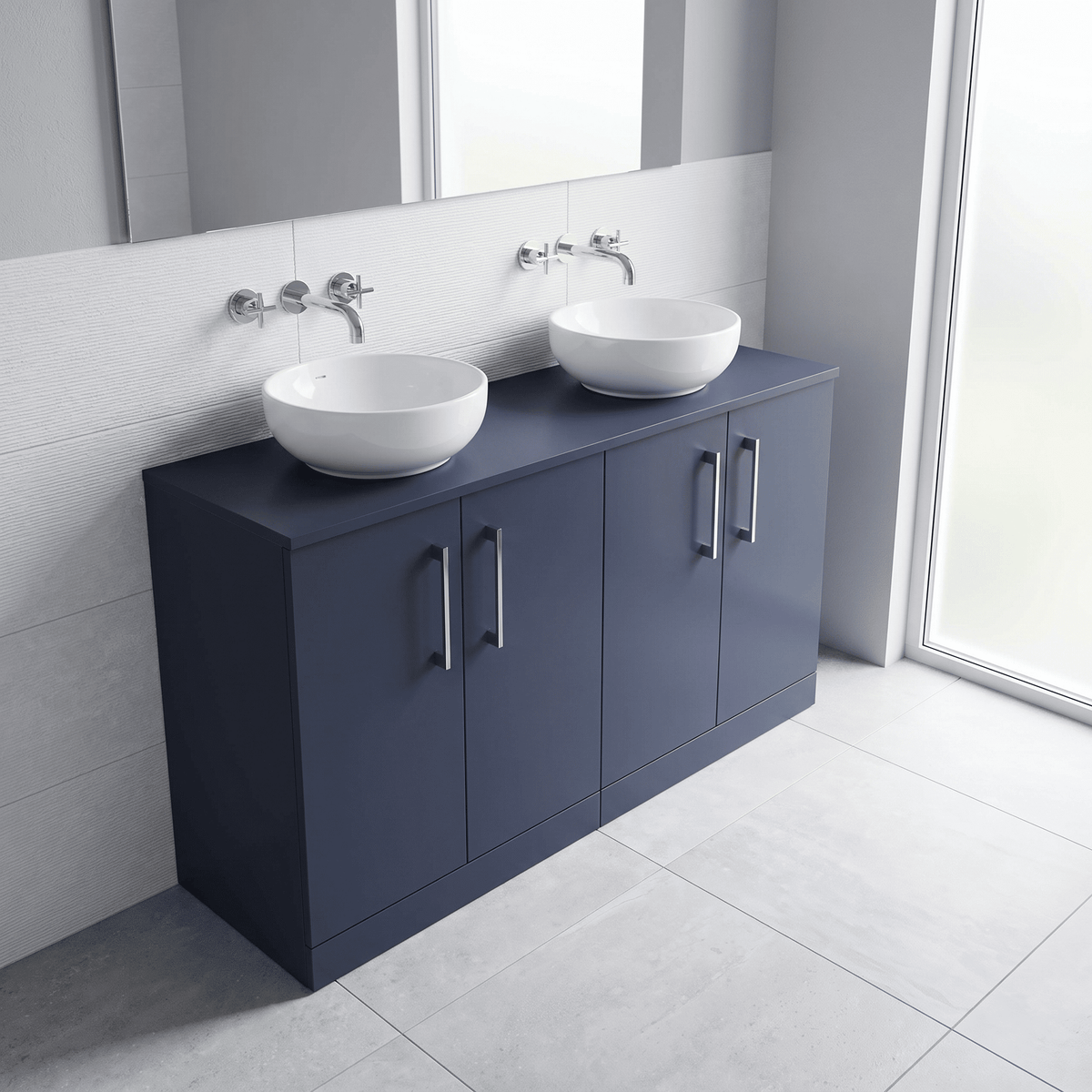 [BFLE2903W2] Bramshall Contemporary 4 Door Floor Standing Vanity Unit with Worktop, 1200mm, Choice of Colour - Lifestyle 2