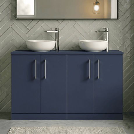 [BFLE2903W2] Balterley Level Modern Bathroom 2 Door Floor Standing Vanity Unit with Worktop & Handles, Midnight Blue, 1205 mm - Silo