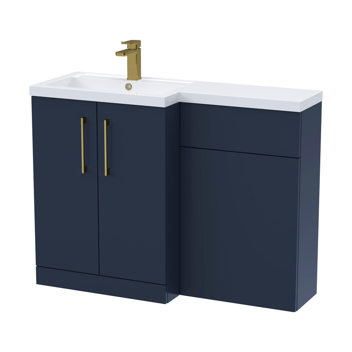 [BFLE2911LH017] Bramshall Combination Vanity Unit with Basin & WC, Left Hand, 1100mm x 390mm - Choice of Colour and Handle Finish - Cutout