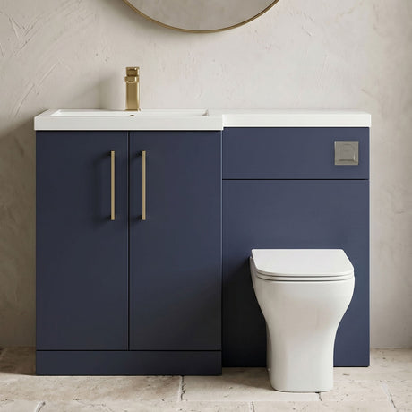 [BFLE2911LH017] Bramshall Combination Vanity Unit with Basin & WC, Left Hand, 1100mm x 390mm - Choice of Colour and Handle Finish - Silo