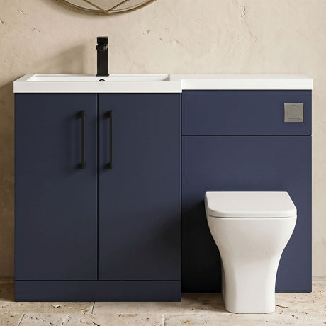 [BFLE2911LH018] Bramshall Combination Vanity Unit with Basin & WC, Left Hand, 1100mm x 390mm - Choice of Colour and Handle Finish - Silo