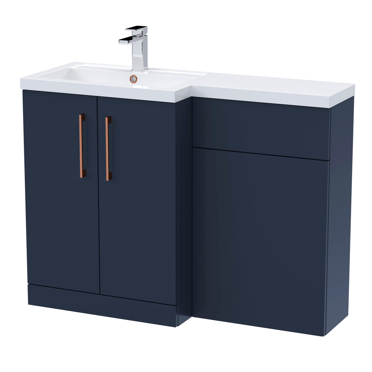 Bathroom Vanity Unit with Basin & WC Unit, Left Hand, 1100mm x 390mm - Choice of Colour