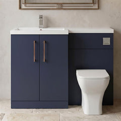 [BFLE2911LH019] Bramshall Combination Vanity Unit with Basin & WC, Left Hand, 1100mm x 390mm - Choice of Colour and Handle Finish - Silo