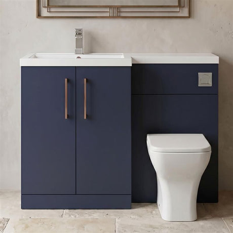 [BFLE2911LH019] Bramshall Combination Vanity Unit with Basin & WC, Left Hand, 1100mm x 390mm - Choice of Colour and Handle Finish - Silo