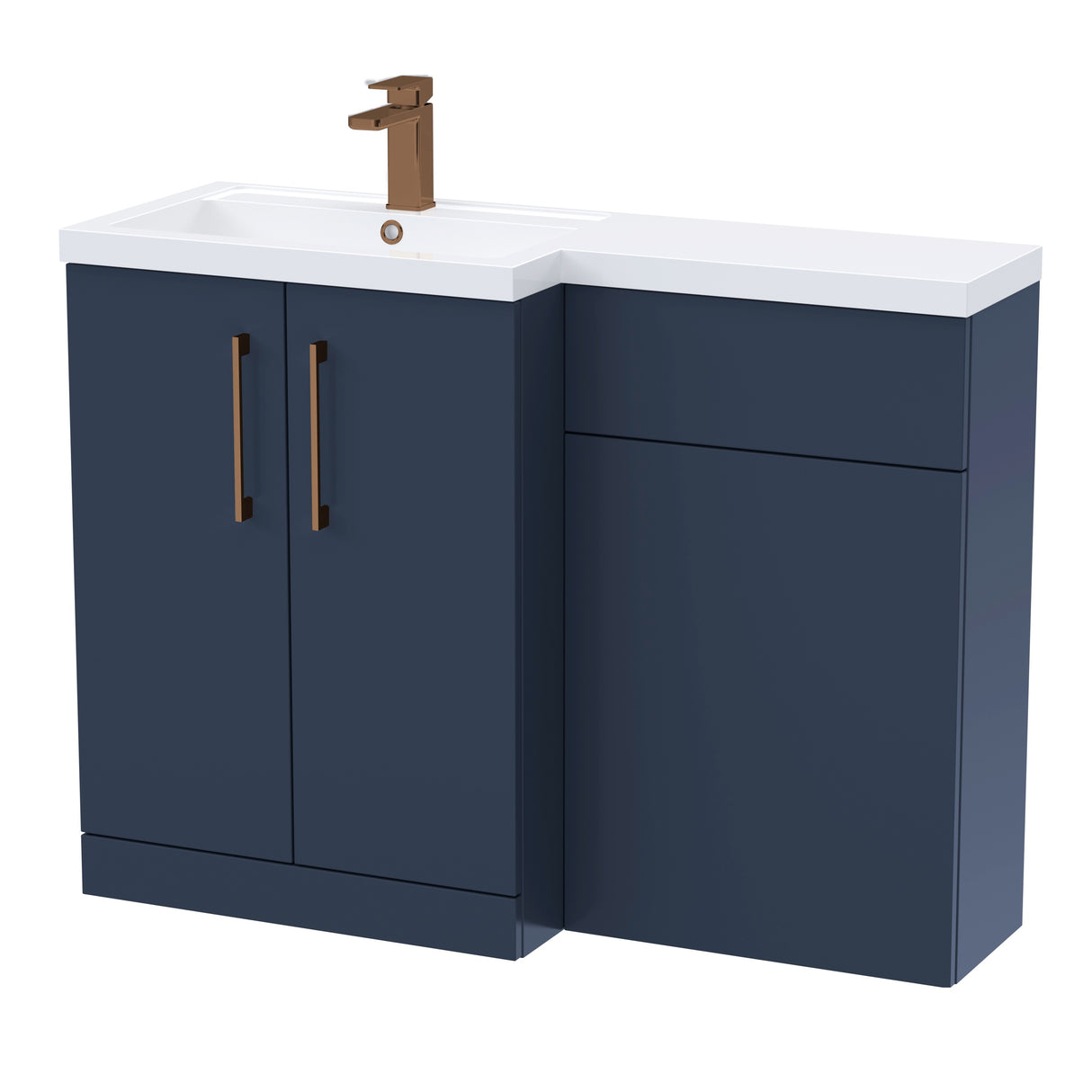 Bathroom Vanity Unit with Basin & WC Unit, Left Hand, 1100mm x 390mm - Choice of Colour