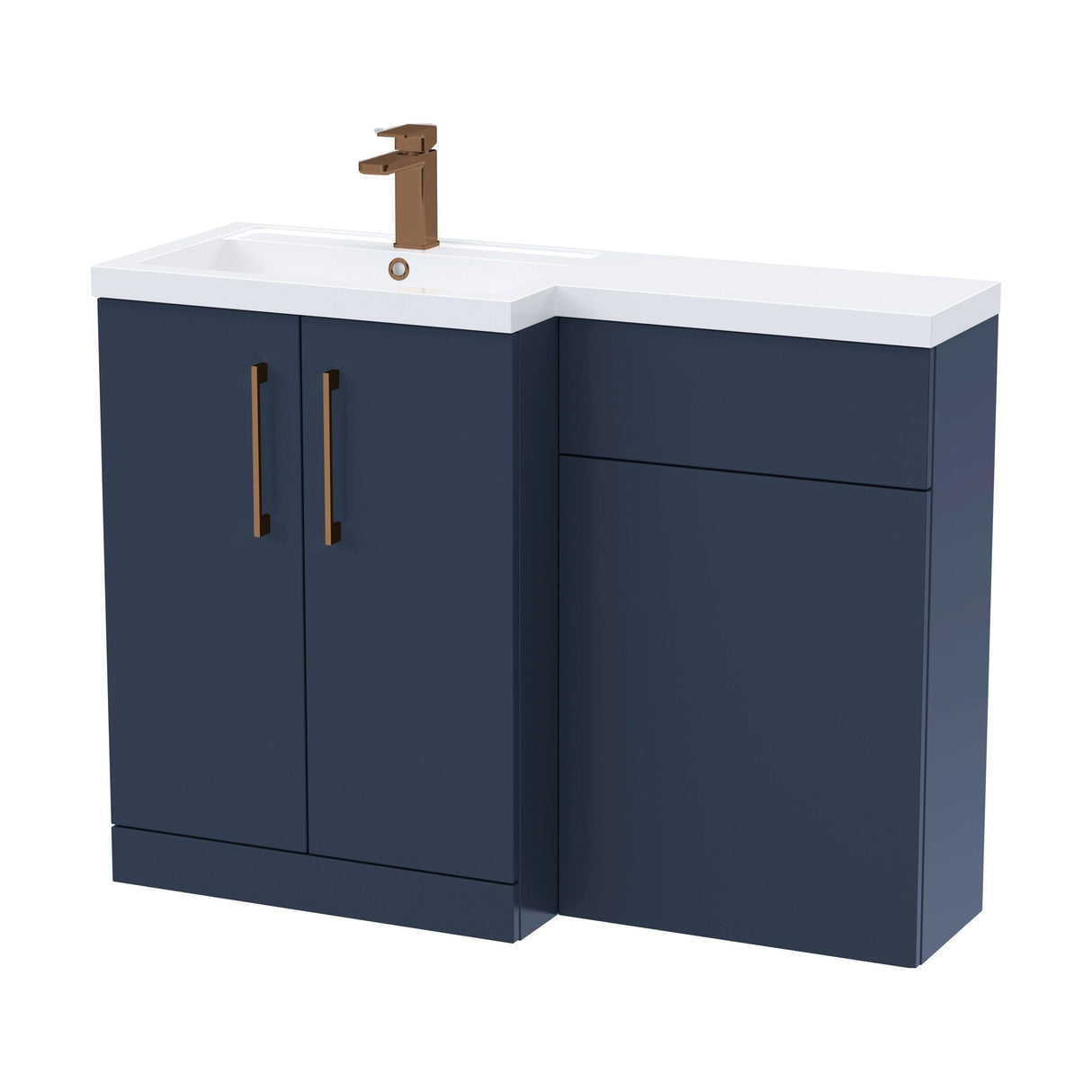 [BFLE2911LH1516] Bramshall Combination Vanity Unit with Basin & WC, Left Hand, 1100mm x 390mm - Choice of Colour and Handle Finish - Cutout