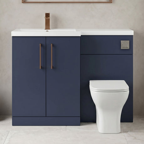 [BFLE2911LH1516] Bramshall Combination Vanity Unit with Basin & WC, Left Hand, 1100mm x 390mm - Choice of Colour and Handle Finish - Silo