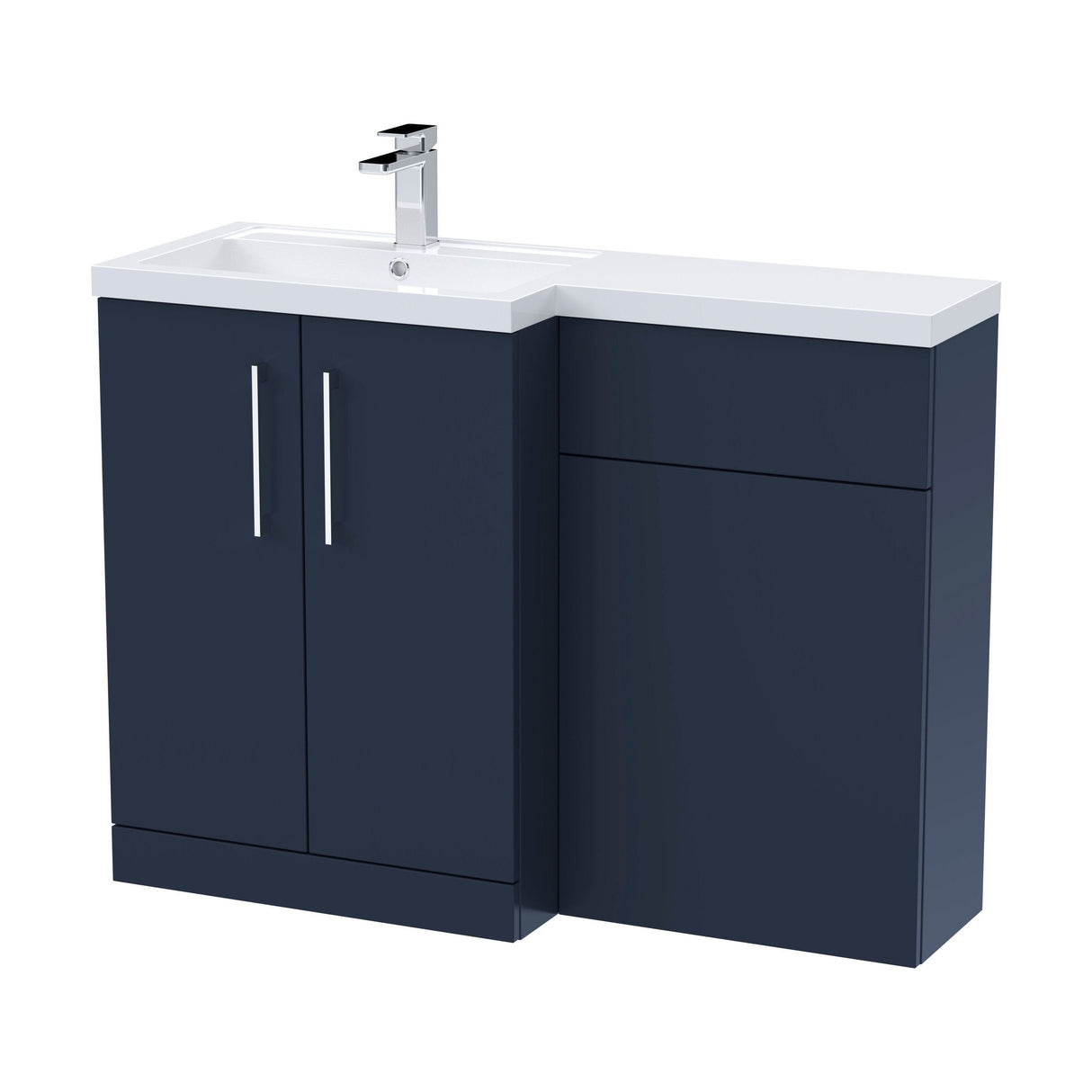 [BFLE2911L] Bramshall Combination Vanity Unit with Basin & WC, Left Hand, 1100mm x 390mm - Choice of Colour and Handle Finish - Cutout