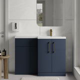 Bramshall Combination Vanity Unit with Basin & WC, Right Hand, 1100mm x 390mm - Choice of Colour and Handle Finish