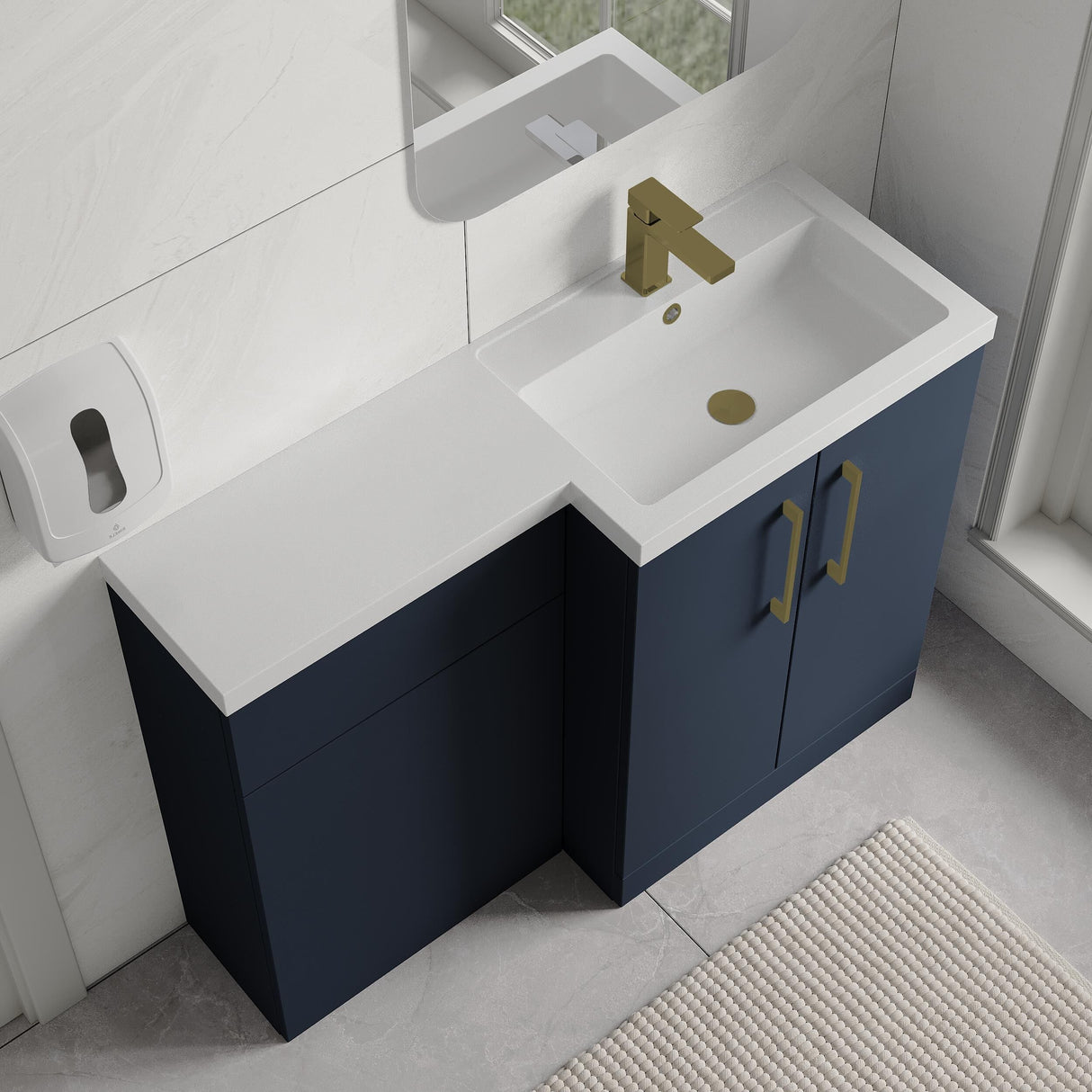 [BFLE2911RH017] Bramshall Combination Vanity Unit with Basin & WC, Right Hand, 1100mm x 390mm - Choice of Colour and Handle Finish - Lifestyle 2