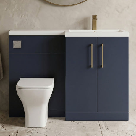 [BFLE2911RH017] Bramshall Combination Vanity Unit with Basin & WC, Right Hand, 1100mm x 390mm - Choice of Colour and Handle Finish - Silo