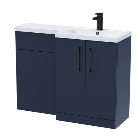 Bathroom Vanity Unit with Basin & WC, Right Hand, 1100mm x 390mm - Choice of Colour