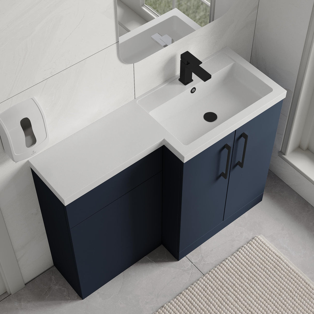 [BFLE2911RH018] Bramshall Combination Vanity Unit with Basin & WC, Right Hand, 1100mm x 390mm - Choice of Colour and Handle Finish - Lifestyle 2