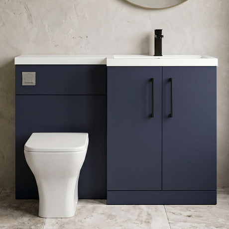 [BFLE2911RH018] Bramshall Combination Vanity Unit with Basin & WC, Right Hand, 1100mm x 390mm - Choice of Colour and Handle Finish - Silo