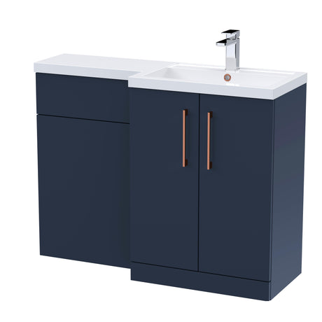 Bathroom Vanity Unit with Basin & WC, Right Hand, 1100mm x 390mm - Choice of Colour
