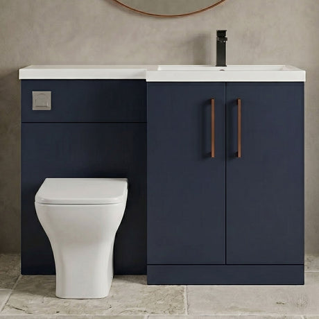 [BFLE2911RH019] Bramshall Combination Vanity Unit with Basin & WC, Right Hand, 1100mm x 390mm - Choice of Colour and Handle Finish - Silo