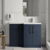 Bramshall Combination Vanity Unit with Basin & WC, Right Hand, 1100mm x 390mm - Choice of Colour and Handle Finish
