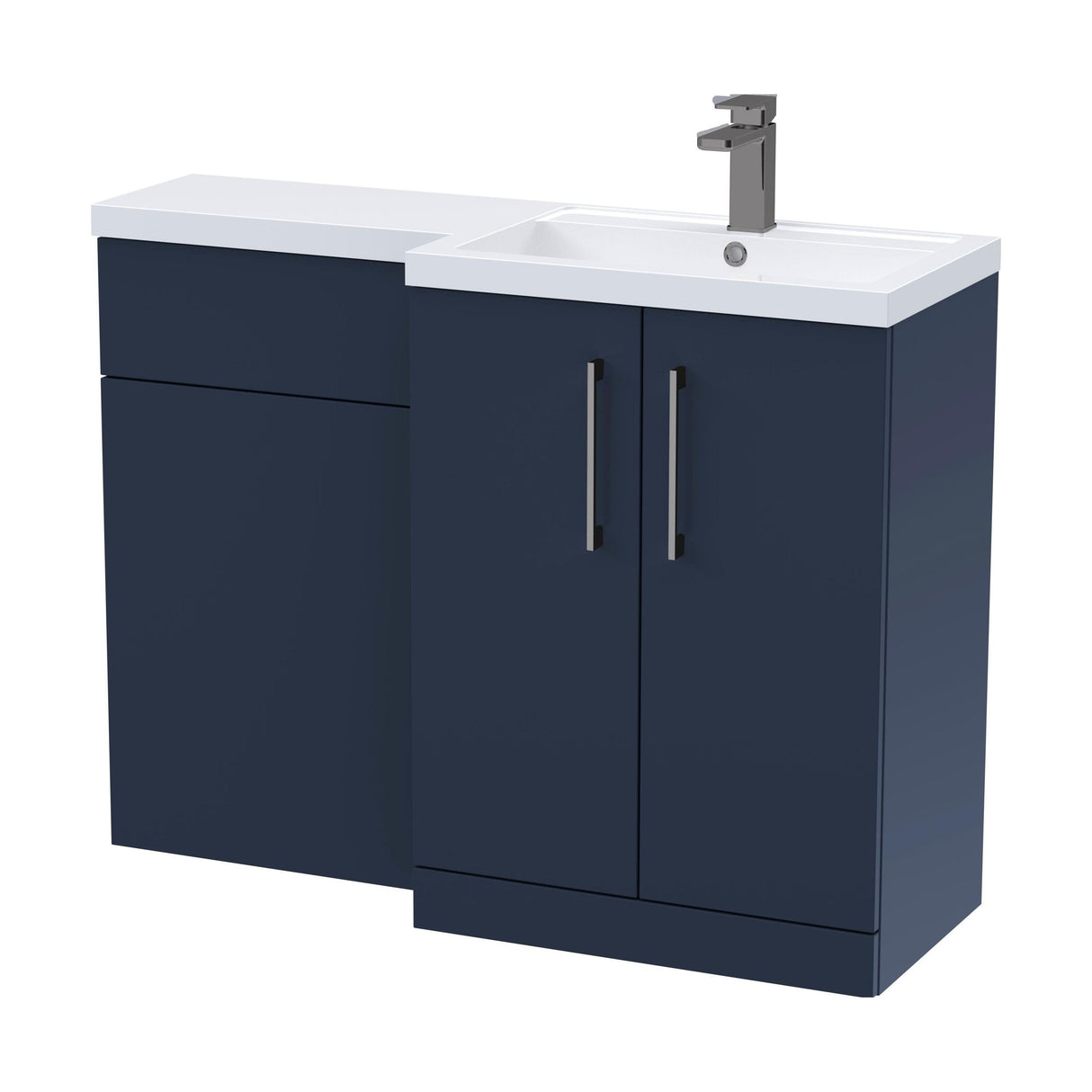 [BFLE2911RH716] Bramshall Combination Vanity Unit with Basin & WC, Right Hand, 1100mm x 390mm - Choice of Colour and Handle Finish - Cutout