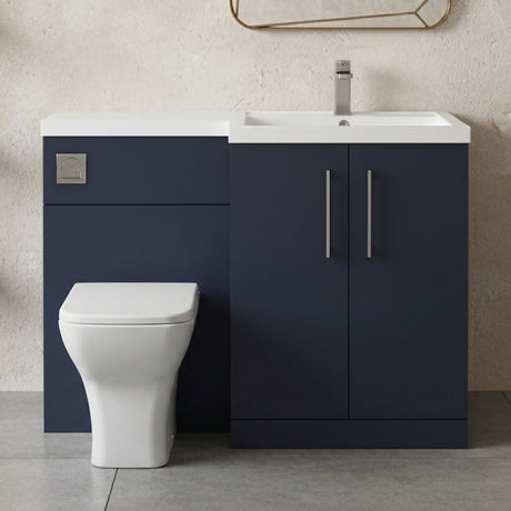 [BFLE2911RH716] Bramshall Combination Vanity Unit with Basin & WC, Right Hand, 1100mm x 390mm - Choice of Colour and Handle Finish - Silo
