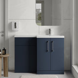Bathroom Vanity Unit with Basin & WC, Right Hand, 1100mm x 390mm - Choice of Colour