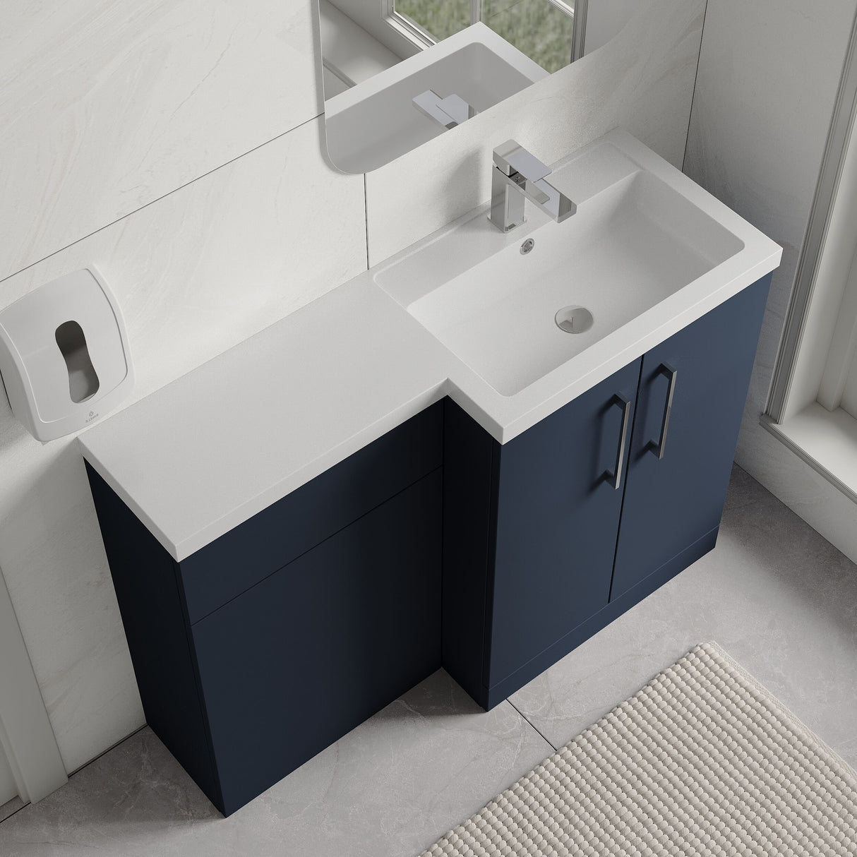 [BFLE2911R] Bramshall Combination Vanity Unit with Basin & WC, Right Hand, 1100mm x 390mm - Choice of Colour and Handle Finish - Lifestyle 2