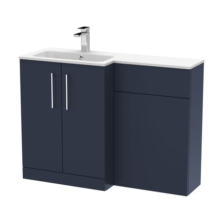 [BFLE2912L] Bramshall Contemporary 2 Door Left-Hand Floor Standing Combination Unit with Stone Basin, Midnight Blue, 1100mm - Cutout