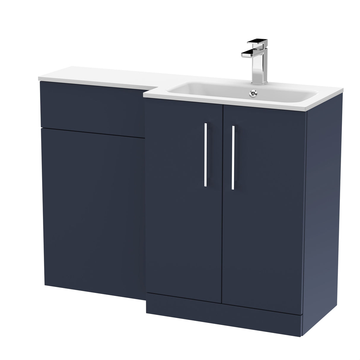 [BFLE2912R] Bramshall Contemporary 2 Door Floor Standing Combination Unit with Stone Basin, 1100mm, Choice of Orientation and Colour - Cutout