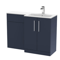 [BFLE2912R] Bramshall Contemporary 2 Door Floor Standing Combination Unit with Stone Basin, 1100mm, Choice of Orientation and Colour - Cutout