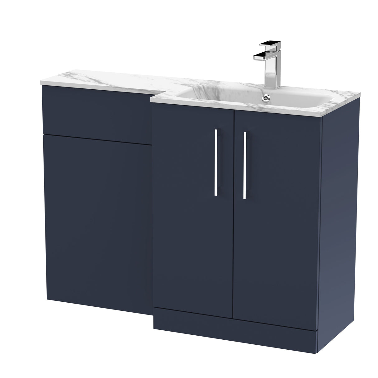 [BFLE2913R] Bramshall Contemporary 2 Door Floor Standing Combination Unit with Stone Basin, 1100mm, Choice of Orientation and Colour - Cutout