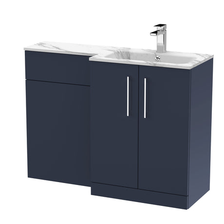 [BFLE2913R] Bramshall Contemporary 2 Door Floor Standing Combination Unit with Stone Basin, 1100mm, Choice of Orientation and Colour - Cutout