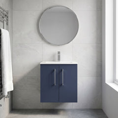 [BFLE2921B] Balterley Level Contemporary Bathroom 2 Soft Close Door & Minimalist Wall Hung Vanity Unit Basin, Midnight Blue, 500mm - Lifestyle 1