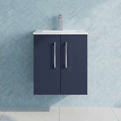 [BFLE2921B] Bramshall Contemporary 2 Door Wall Hung Vanity Basin Unit, Choice of Size, Colour and Basin - Studio Shot
