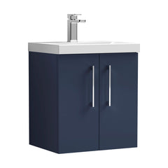 [BFLE2921D] Balterley  Wall Hung 2 Soft Close Door & Bathroom Vanity Unit Basin, Midnight Blue, 500mm - Cutout