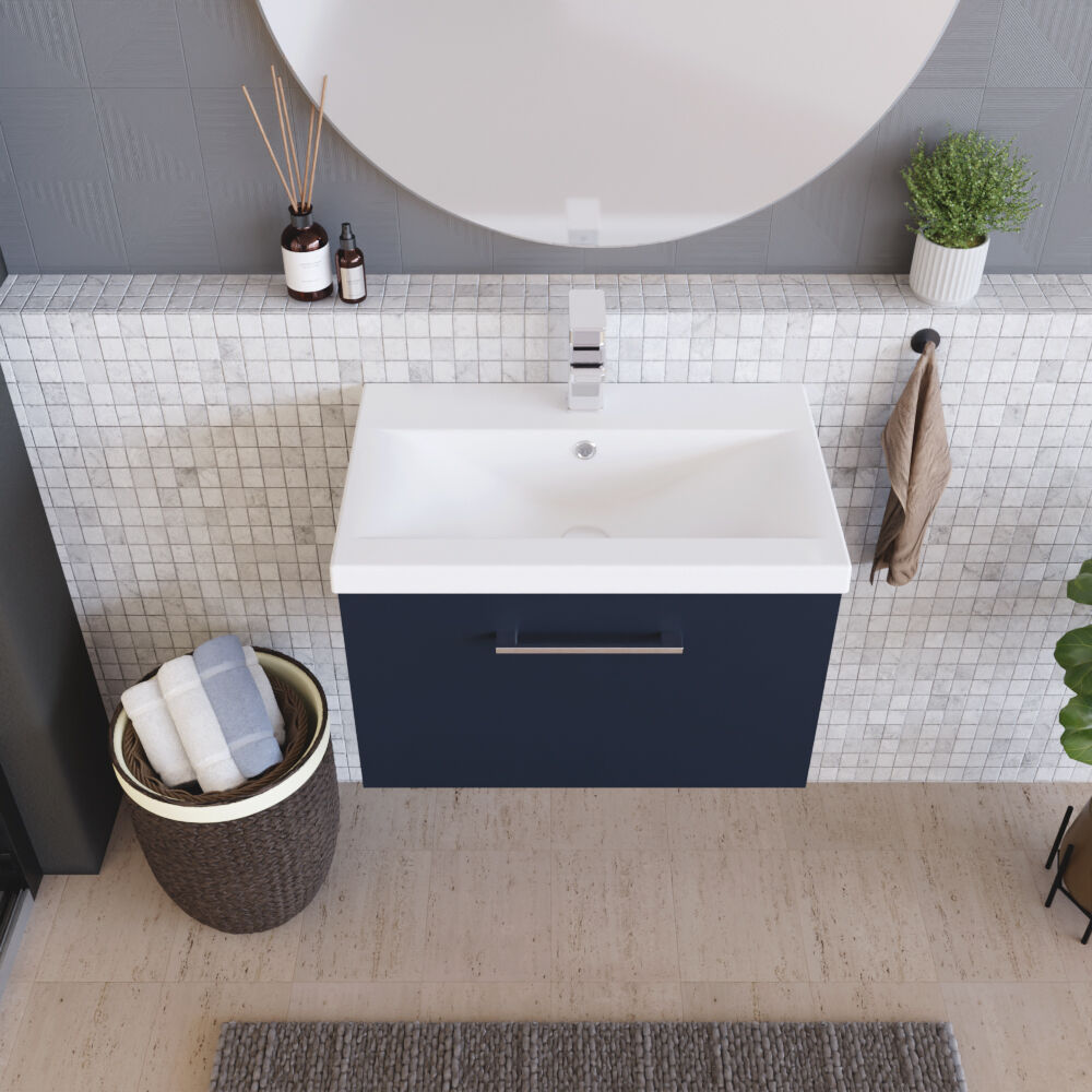 [BFLE2922A] Bramshall Wall Hung 1 Drawer Vanity Unit with Mid-Edge Ceramic Basin 600mm - Lifestyle 2