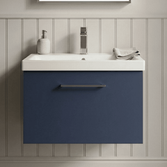 [BFLE2922A] Bramshall Contemporary 2 Door Wall Hung Vanity Basin Unit with Mid-Edge Basin, Choice of Size and Colour - Silo