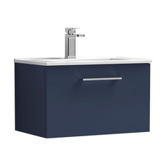 [BFLE2922B] Balterley Level Contemporary Bathroom 1 Soft Close Drawer & Minimalist Wall Hung Vanity Unit Basin, Midnight Blue, 600mm - Cutout