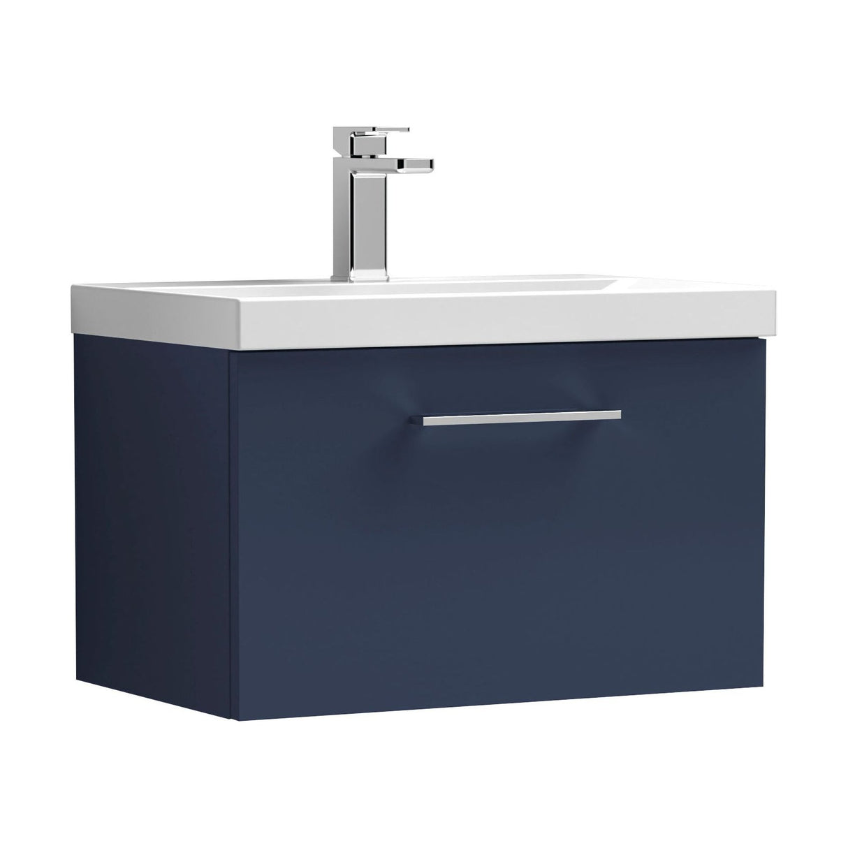 [BFLE2922D] Balterley  Wall Hung 1 Soft Close Drawer & Bathroom Vanity Unit Basin, Midnight Blue, 600mm - Cutout