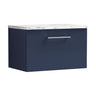 [BFLE2922LCM] Bramshall Contemporary 1 Drawer Wall Hung Vanity Unit with Carrera Marble Laminate Worktop, Choice of Size and Colour - Cutout