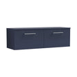 [BFLE2922W2] Balterley Level Modern Bathroom 1200mm Wall Hung 2-Drawer Vanity Unit with Worktop, Soft Close Drawers, Midnight Blue - Cutout