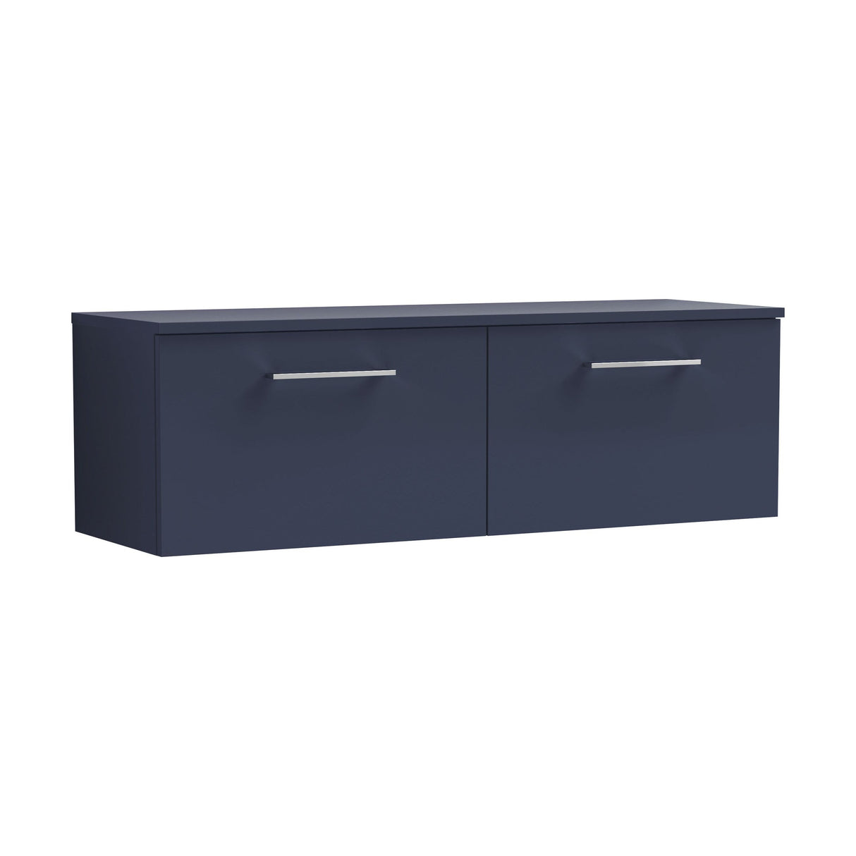 [BFLE2922W2] Balterley Level Modern Bathroom 1200mm Wall Hung 2-Drawer Vanity Unit with Worktop, Soft Close Drawers, Midnight Blue - Cutout