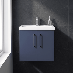 [BFLE2923A] Bramshall Contemporary 2 Door Wall Hung Vanity Basin Unit, Choice of Size, Colour and Basin - Studio Shot