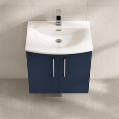 [BFLE2923G] Balterley  Modern Bathroom Wall Hung 2-Door Vanity & Basin, Midnight Blue, 600mm - Lifestyle 2