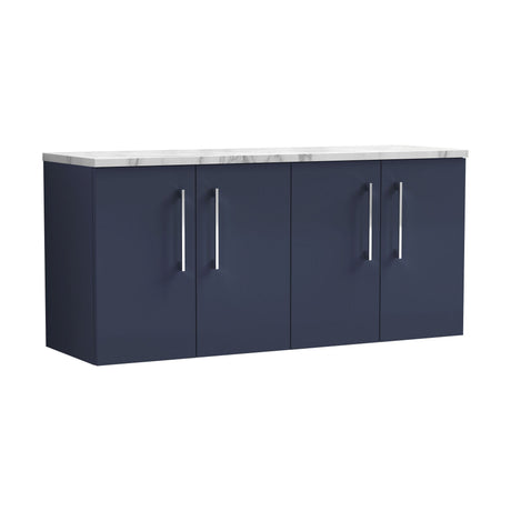 [BFLE2923LCM2] Bramshall Contemporary 4 Door Wall Hung Vanity Unit with Carrera Marble Laminate Worktop, 1200mm, Choice of Colour - Cutout